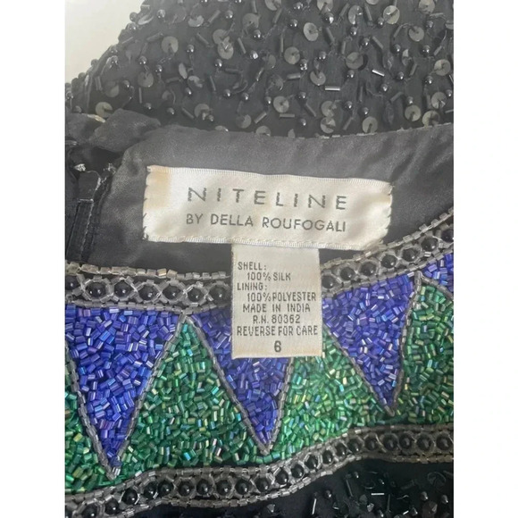 Vintage 80’s Niteline by Della Roufogali Beaded Sequin Black Cocktail Dress 0170 - Picture 16 of 16